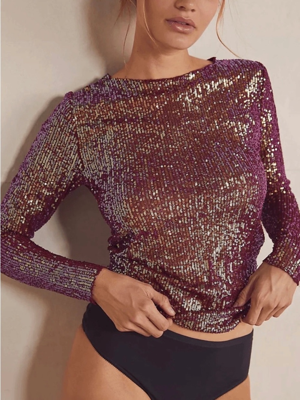 Free People Gold Rush Long Sleeve Wine Combo